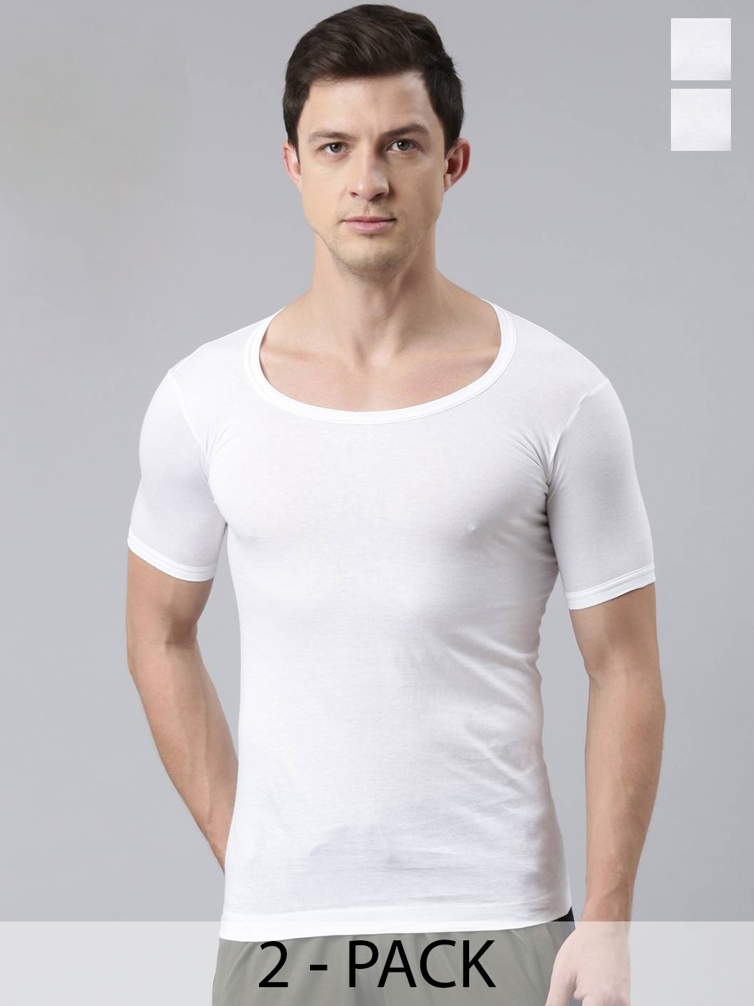 

DIXCY SCOTT Pack Of 2 Modern Fit Cotton Undershirt Innerwear Vests, White