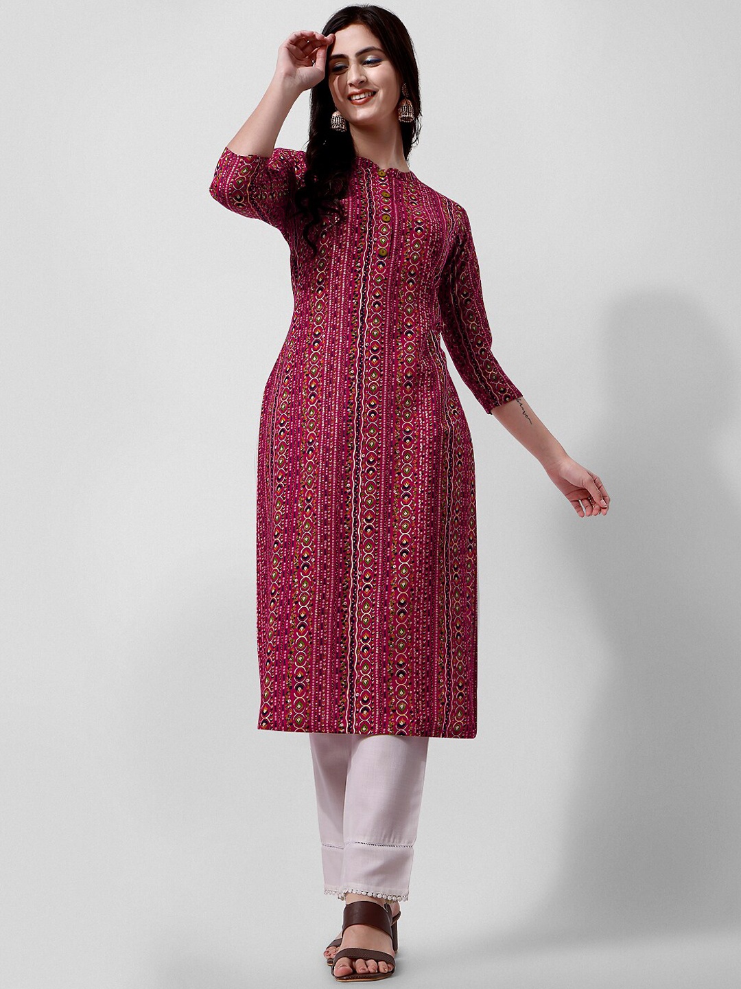 

KALINI Ethnic Motifs Printed Regular Kurta, Pink