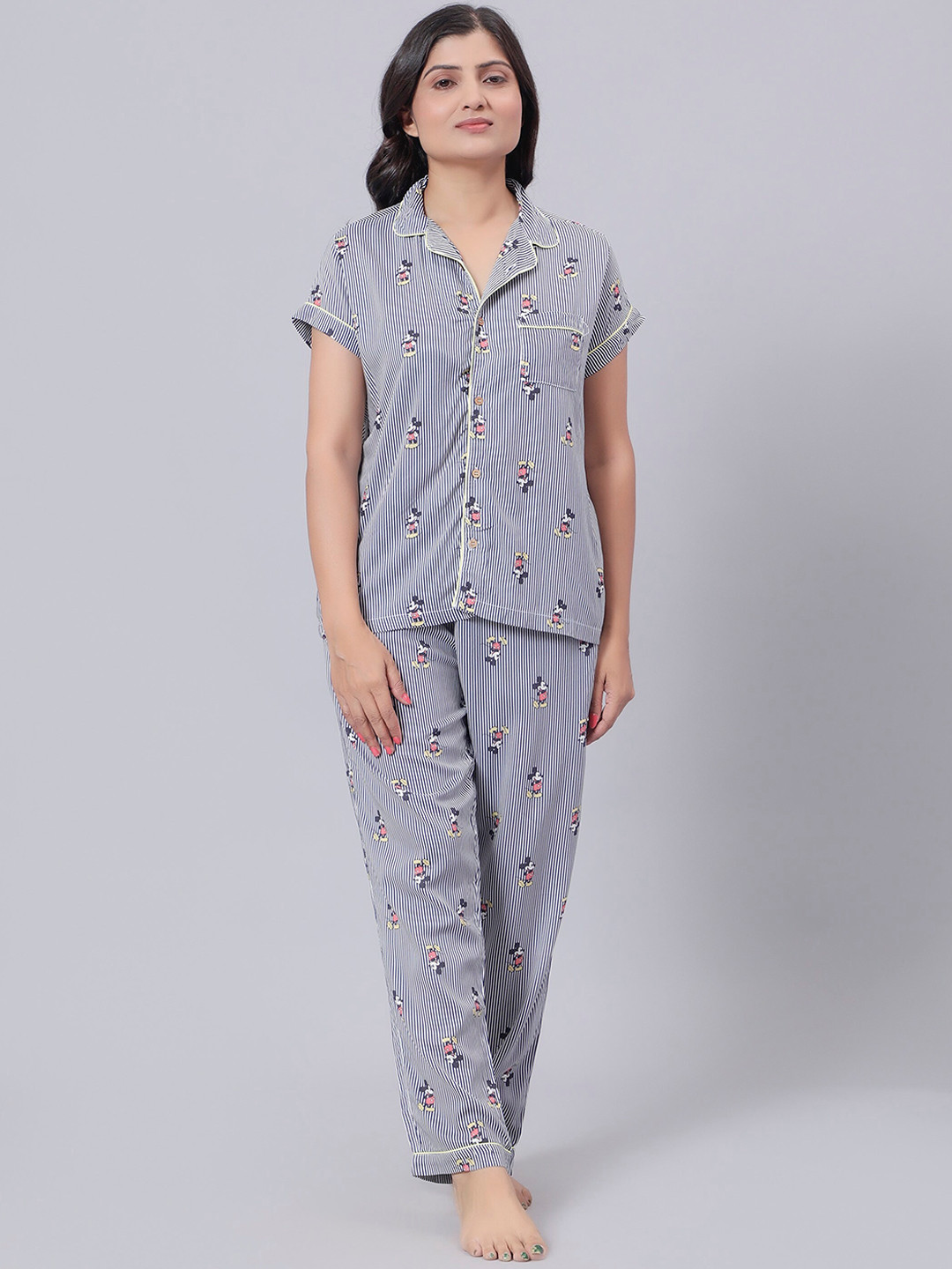 

Biglilpeople Conversational Printed Shirt With Pyjamas, Grey