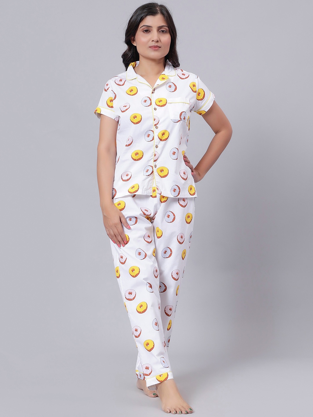 

Biglilpeople Conversational Printed Shirt With Pyjamas, White