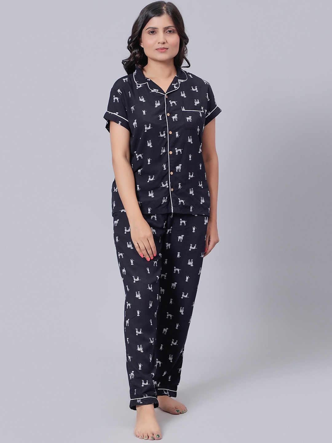 

Biglilpeople Conversational Printed Shirt With Pyjamas, Navy blue