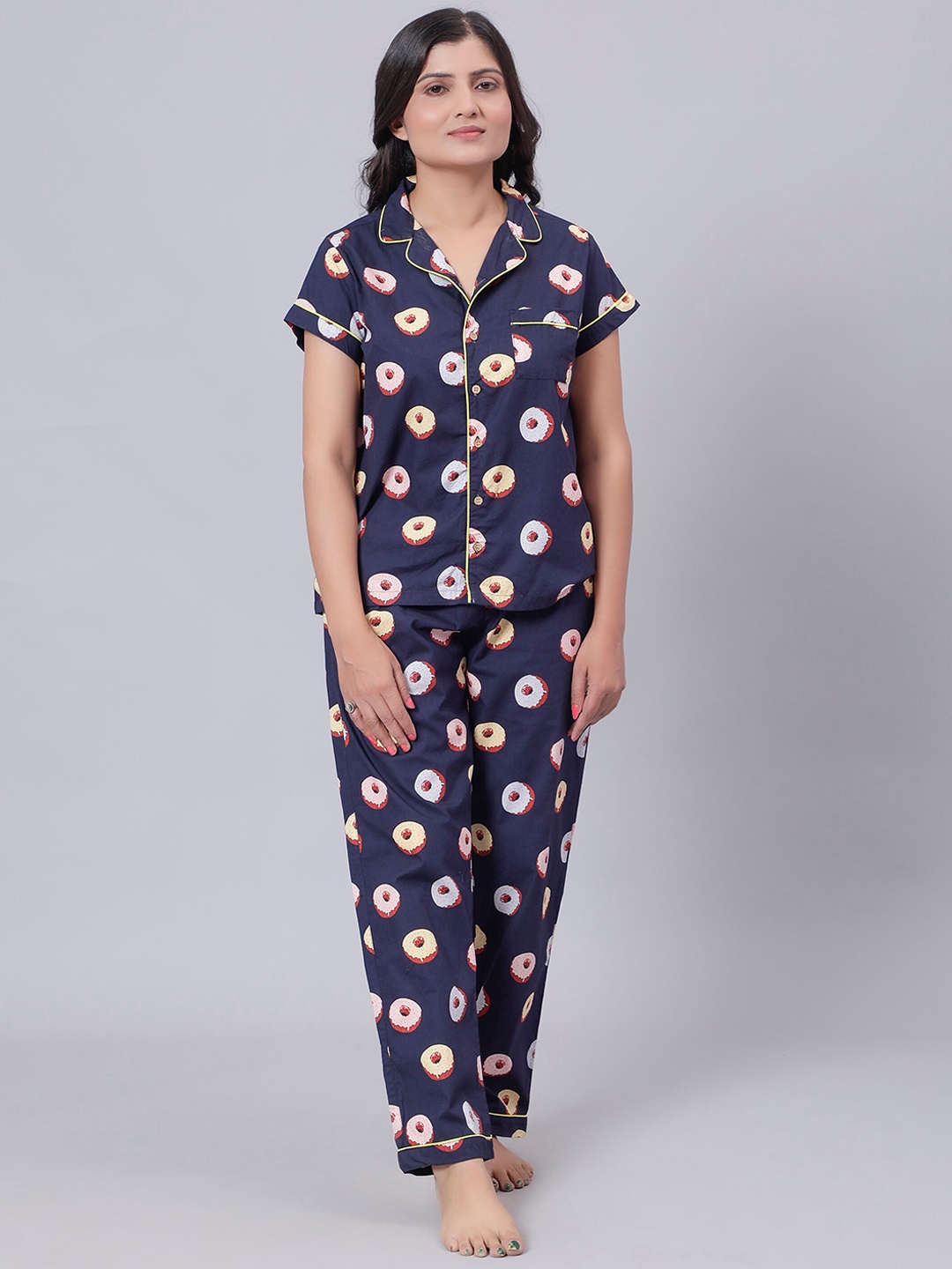 

Biglilpeople Conversational Printed Shirt With Pyjamas, Navy blue