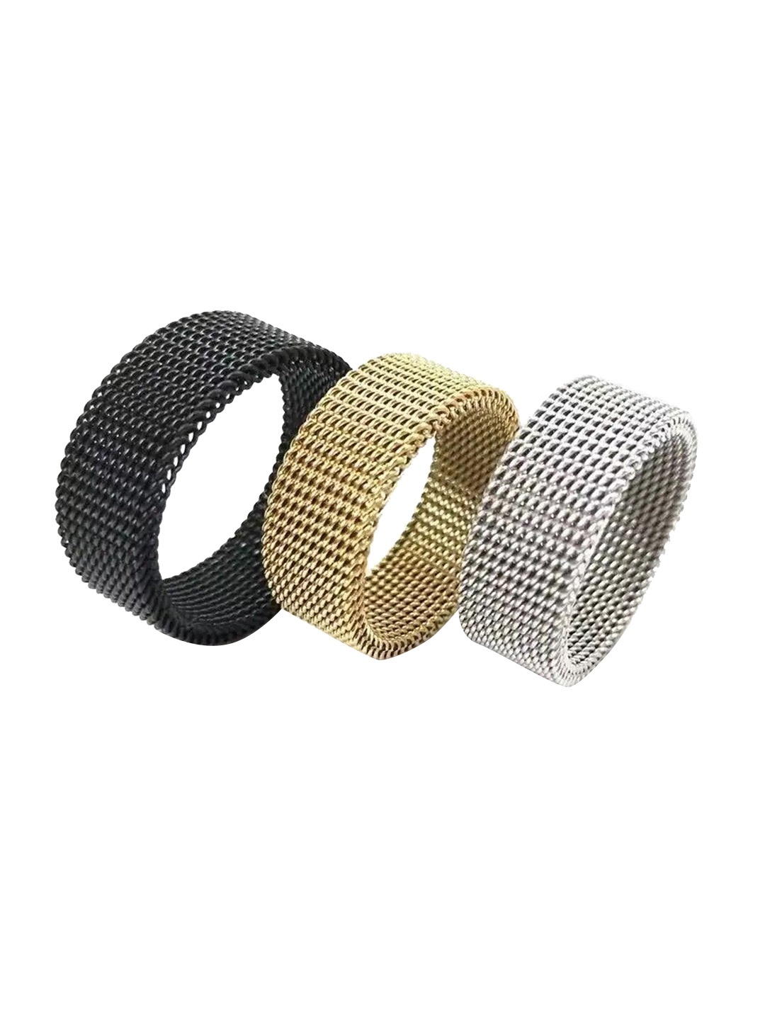 

MEENAZ Men Set Of 3 Silver-Plated Band Finger Ring