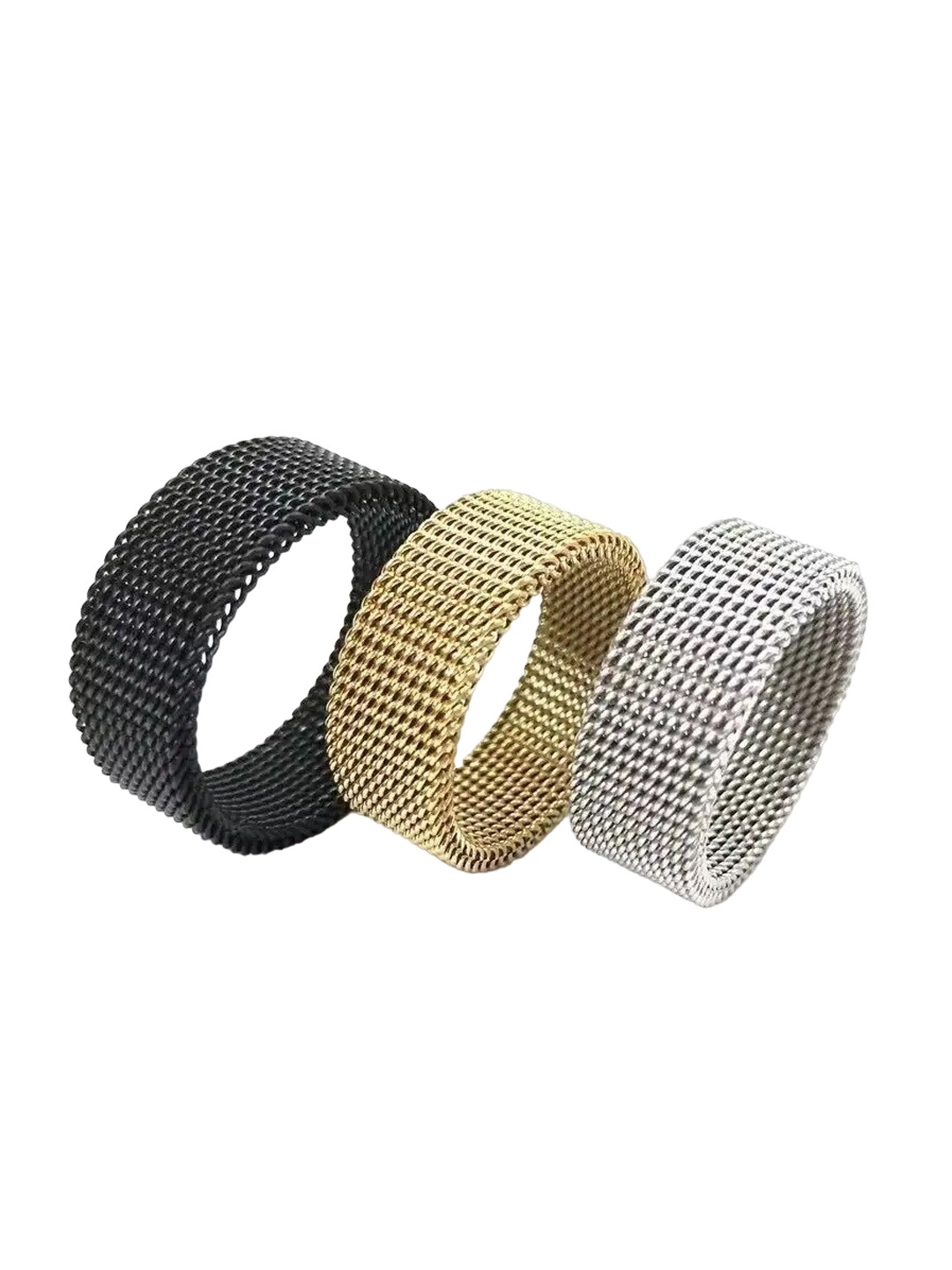 

MEENAZ Men Set Of 3 Silver-Plated Band Finger Rings