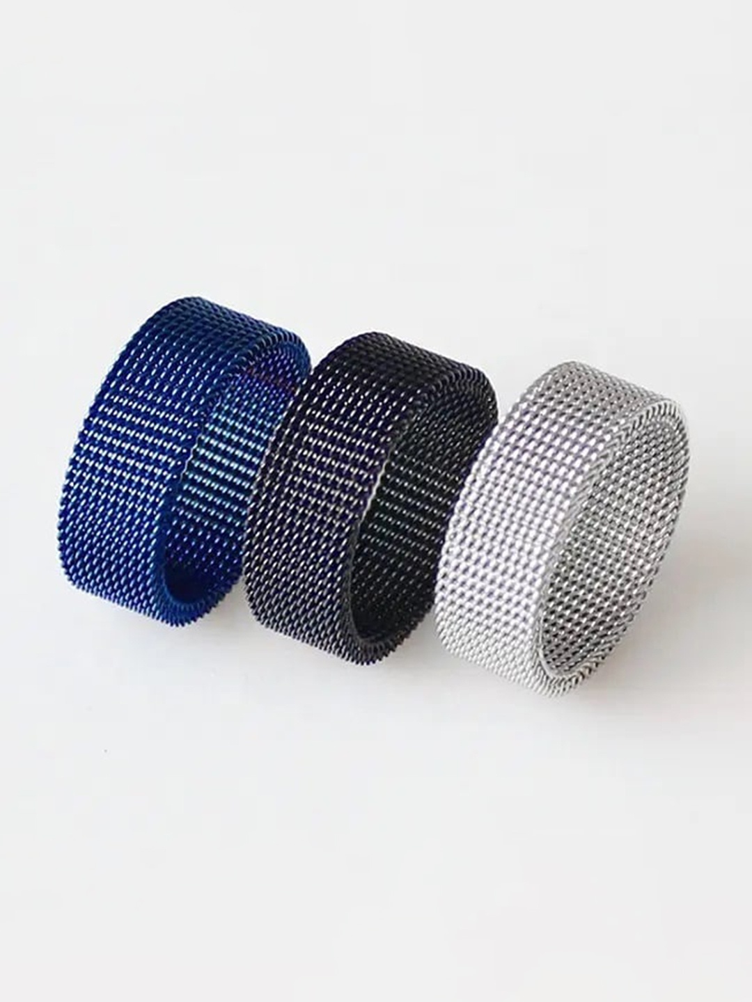 

MEENAZ Men Set Of 3 Silver-Plated Band Finger Ring
