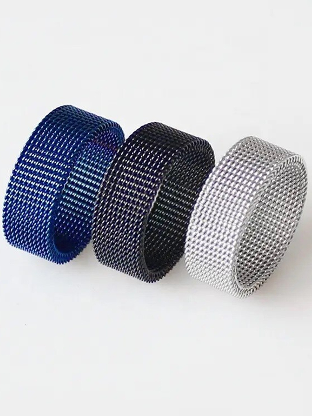 

MEENAZ Men Set Of 3 Silver Plated Stainless Steel Finger Ring