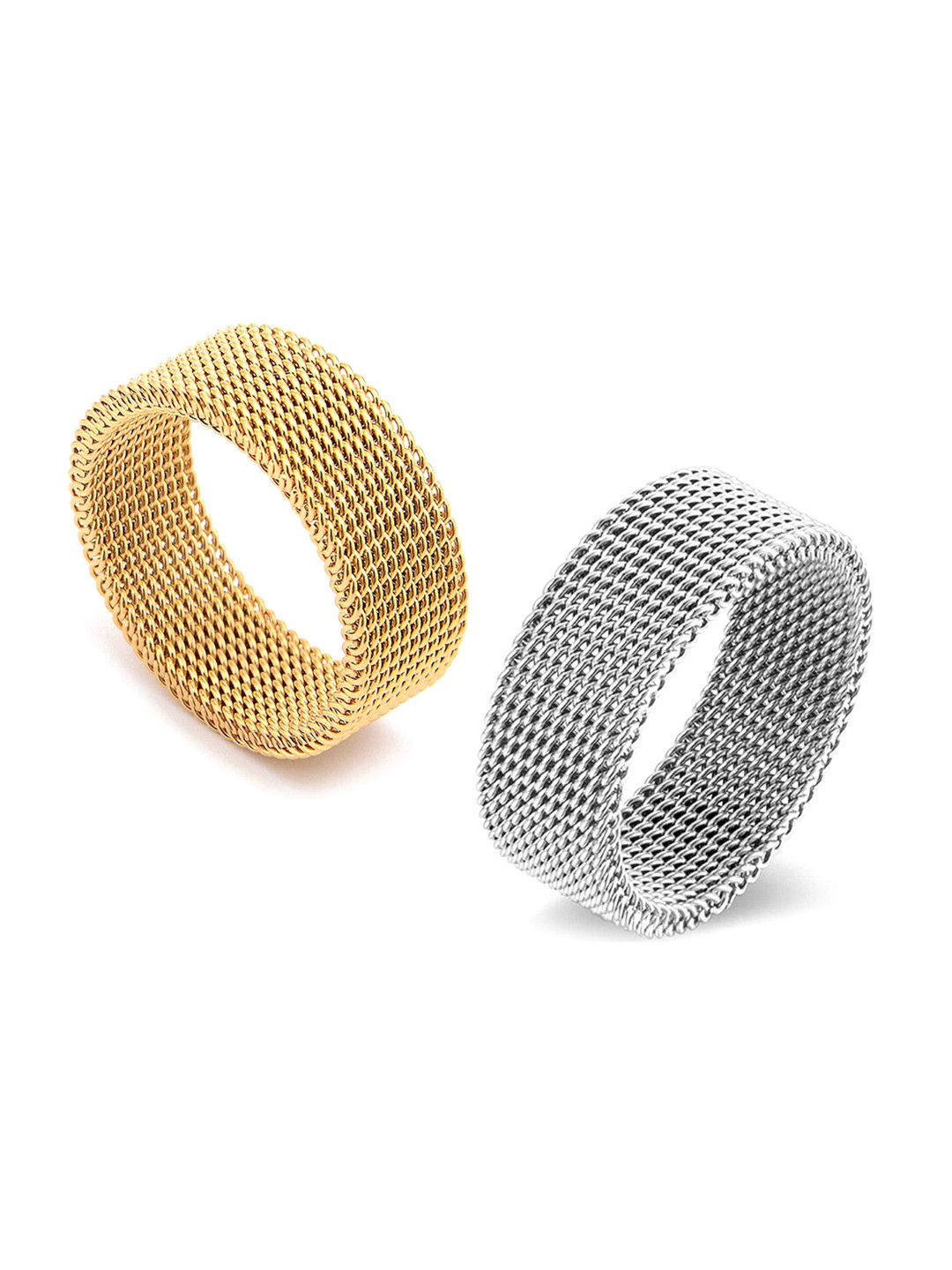 

MEENAZ Men Set Of 2 Silver-Plated Band Finger Ring