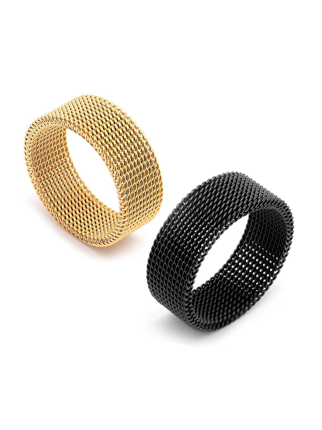 

MEENAZ Men Set Of 2 Gold Plated Finger Ring
