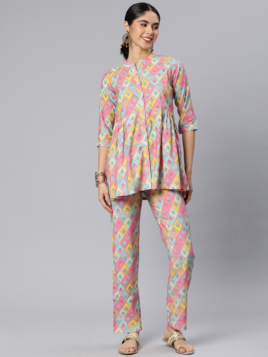 

Rani Saahiba Women Printed Tunic with Trousers, Multi