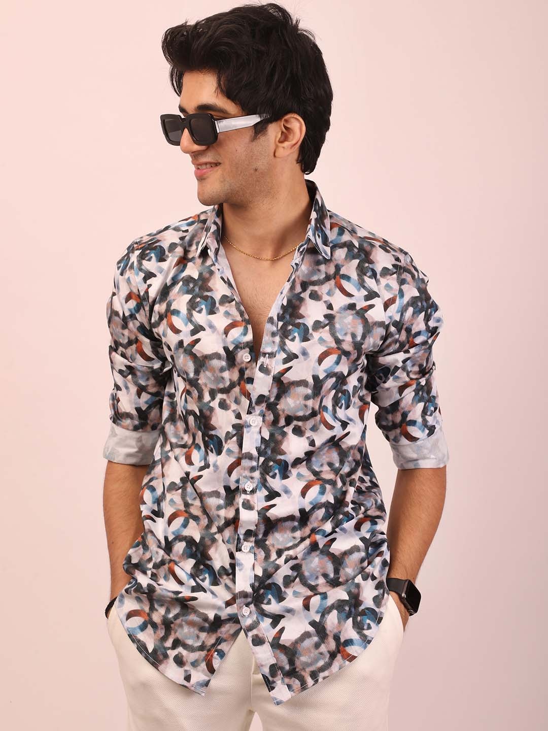 

DEZANO Floral Printed Classic Casual Shirt, Black