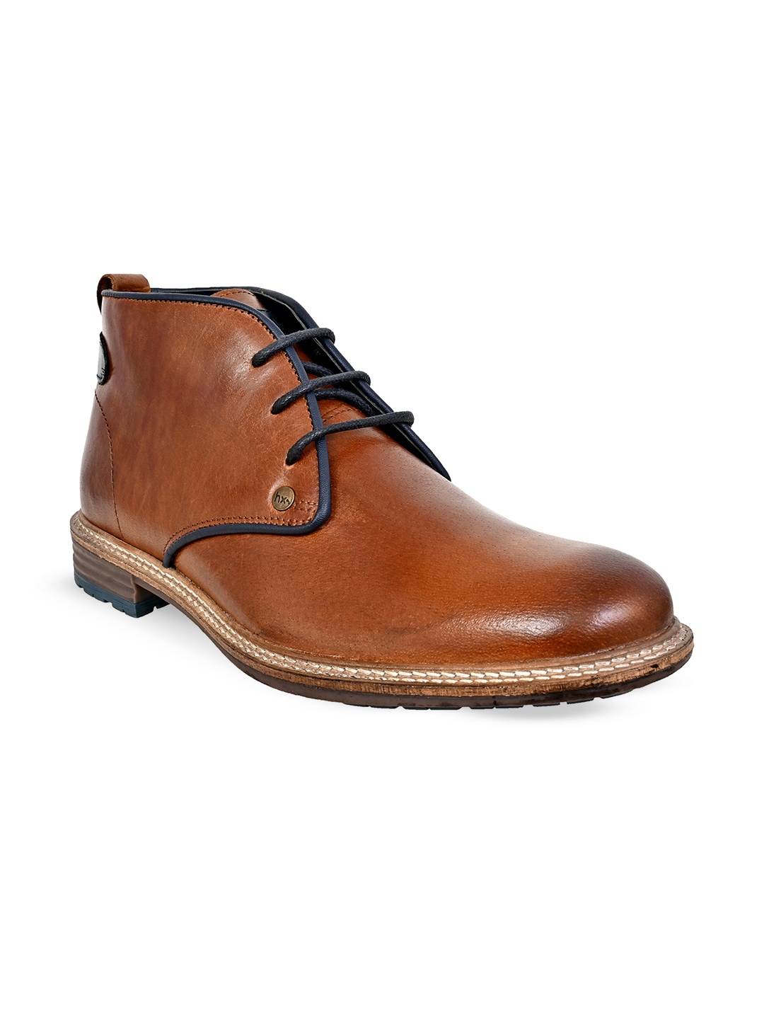 

HX London Men Mid Top Leather Desert Boots, Tan