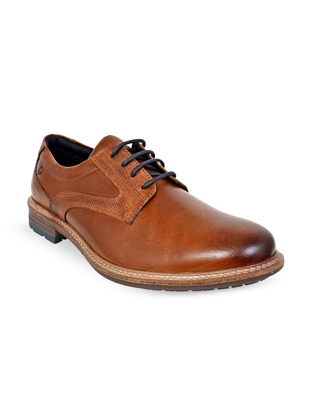 

HX London Men Textured Leather Formal Derbys, Tan