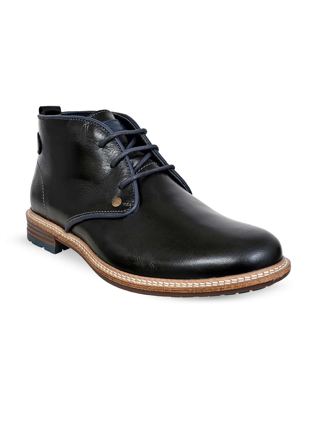 

HX London Men Mid Top Leather Desert Boots, Black