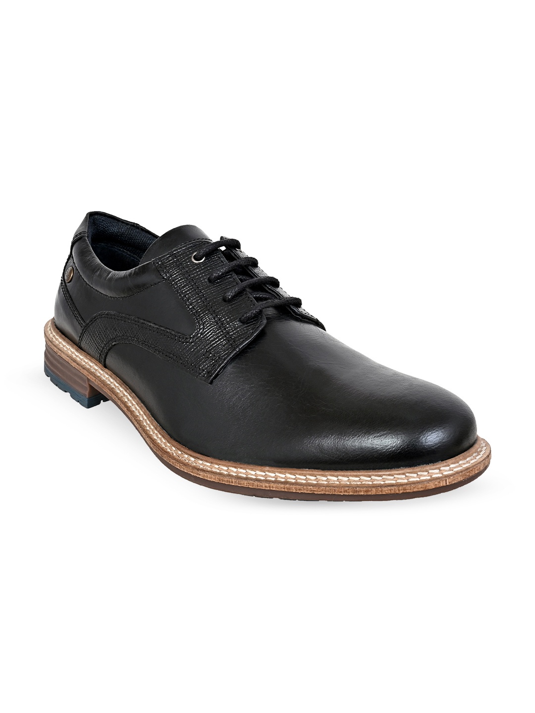 

HX London Men Textured Leather Formal Derbys, Black