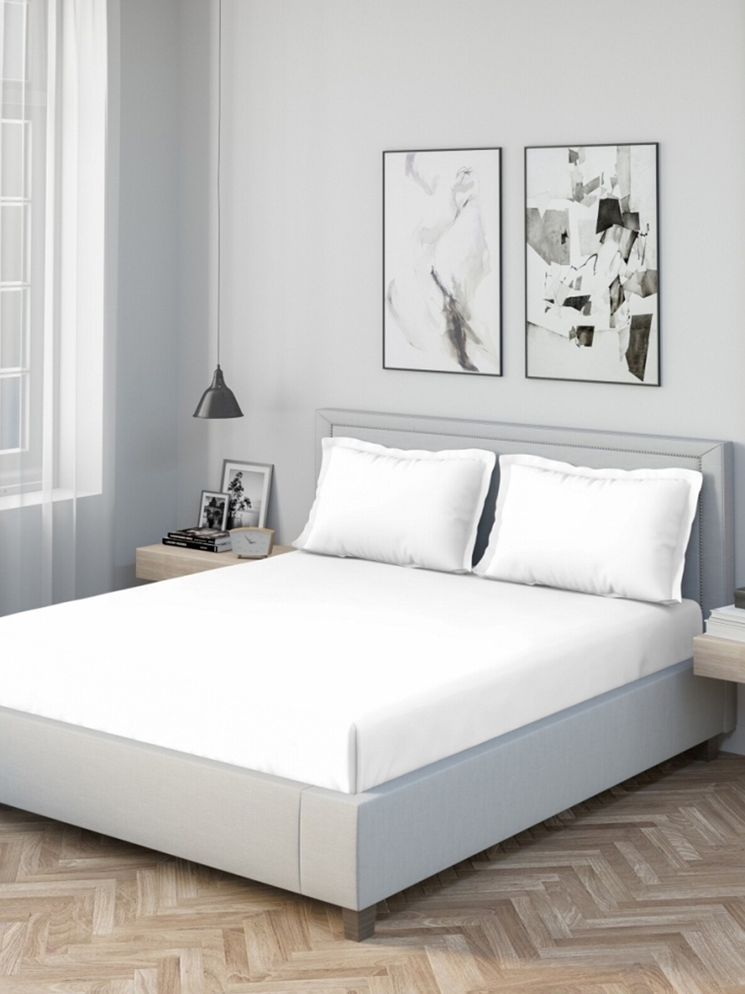 

DDecor White 180 TC Cotton King Bedsheet With 2 Pillow Covers