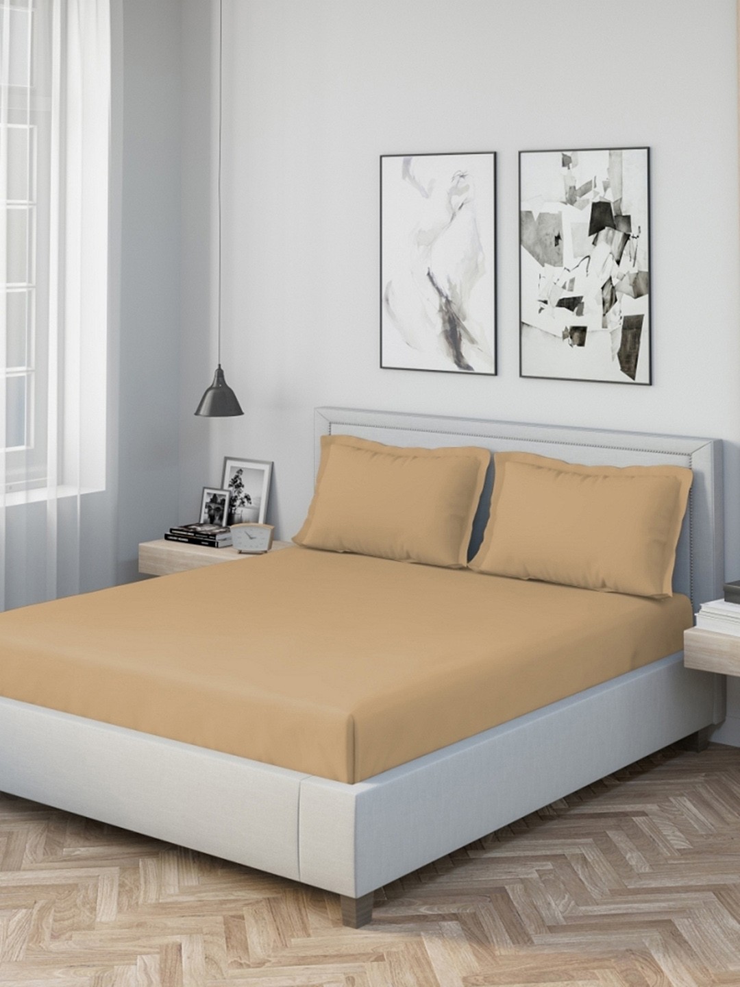 

DDecor Brown 180 TC King Bedsheet with 2 Pillow Covers