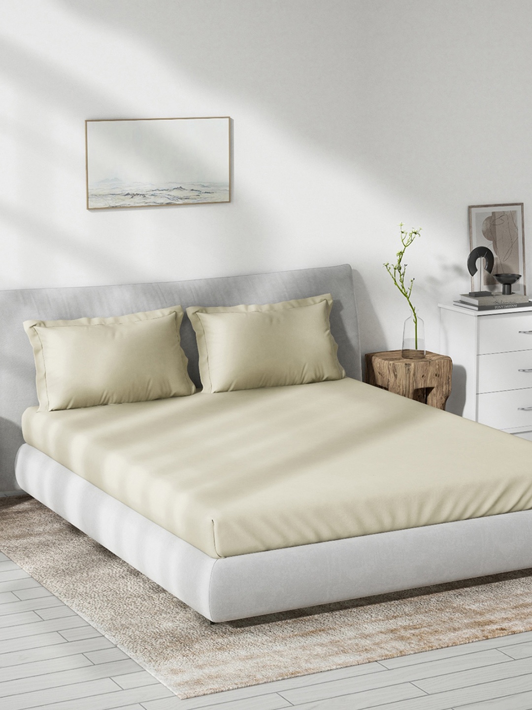 

DDecor Beige 180 TC King Bedsheet with 2 Pillow Covers