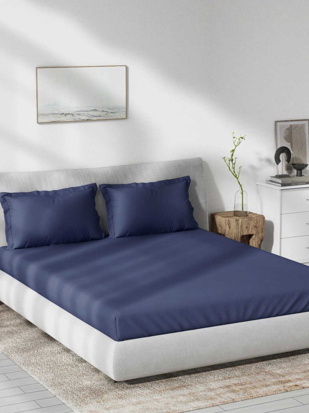 

DDecor Live Beautiful Blue Cotton 180 TC King Bedsheet with 2 Pillow Covers