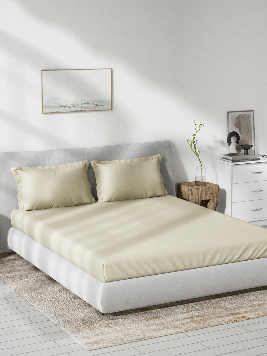 

DDecor Beige 180 TC King Bedsheet with 2 Pillow Covers