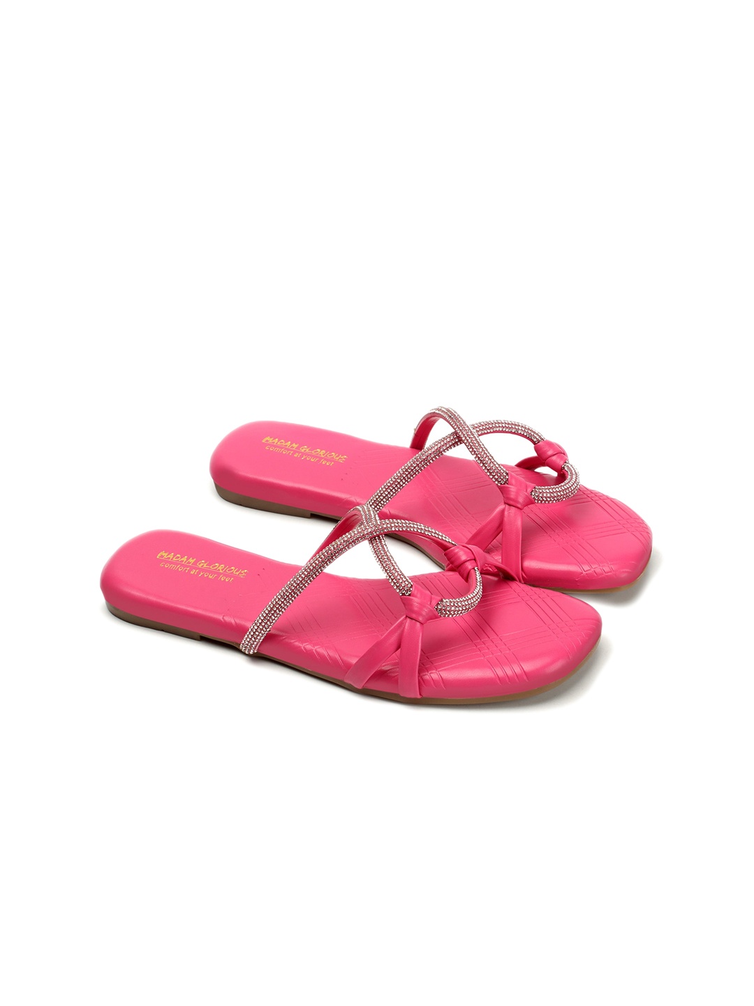 

madam glorious Embellished Open Toe Flats, Pink