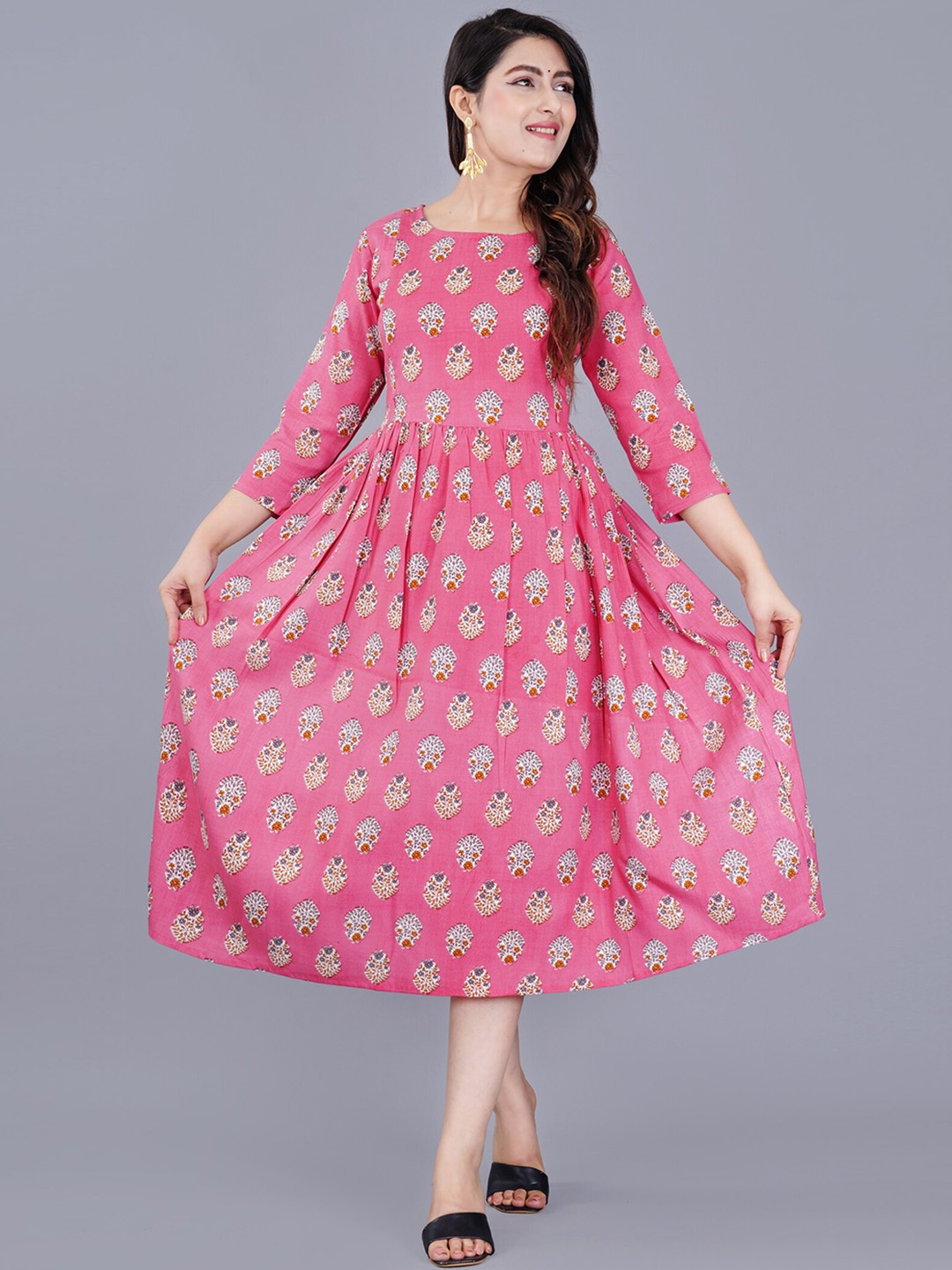 

TREND ME Ethnic Motifs Printed Maternity A-Line Kurta, Red