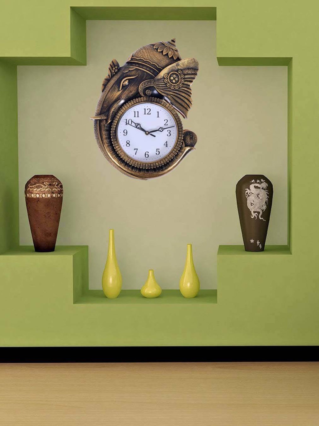 

Grabbasket Copper-Toned & White Embellished Abstract Shaped Contemporary Wall Clock