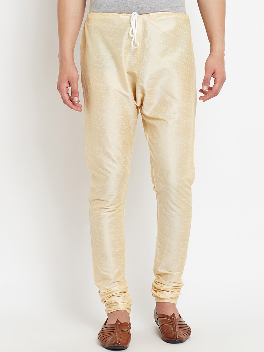 

ROYAL KURTA Men Mid-Rise Straight-Fit Churidar, Gold