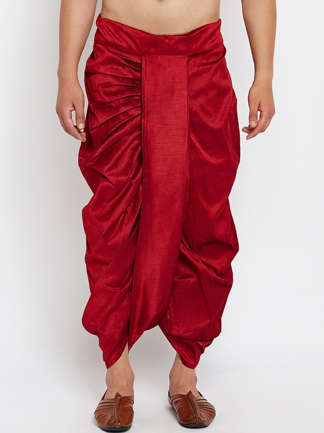

ROYAL KURTA Men Mid-Rise Woven Dhotis, Red