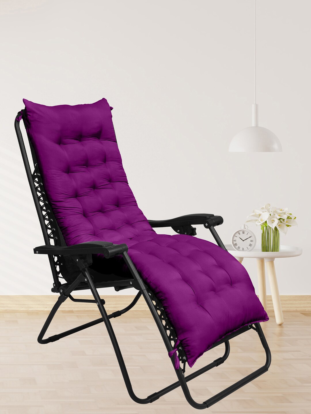 

RAASO Purple Cotton Long Chair Pad Cushion