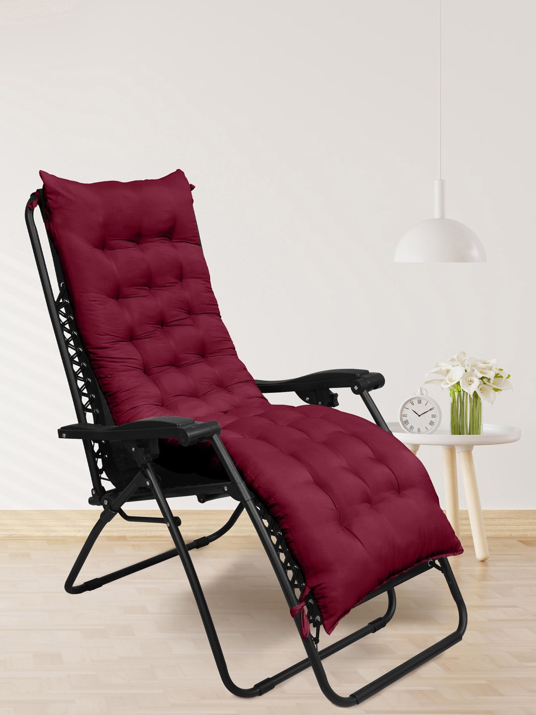 

RAASO Maroon Cotton Long Chair Pad Cushion