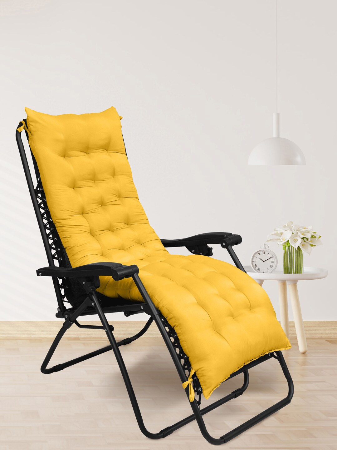 

RAASO Yellow Cotton Long Chair Pad Cushion