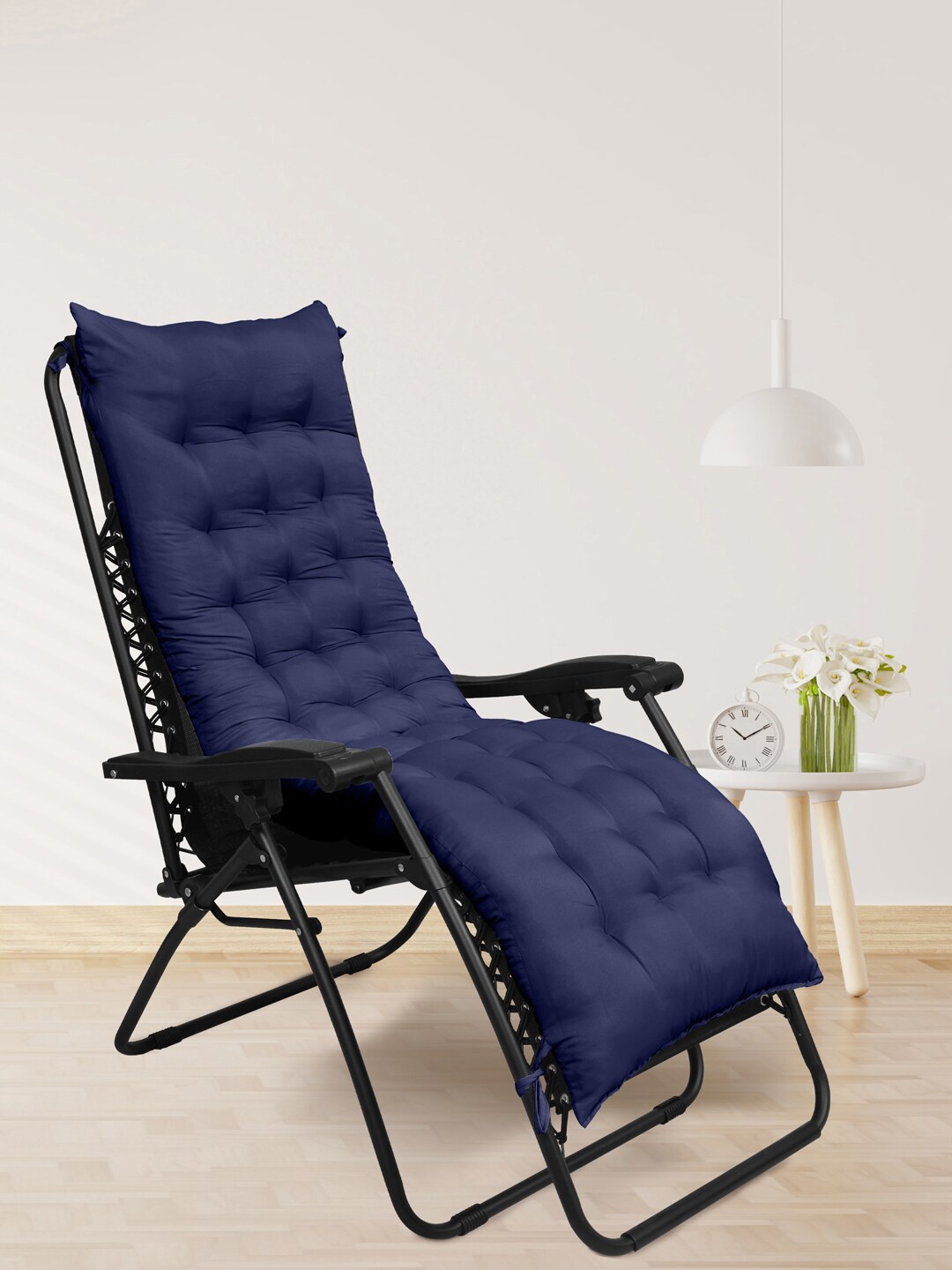 

RAASO Navy Blue Cotton Long Chair Pad Cushion