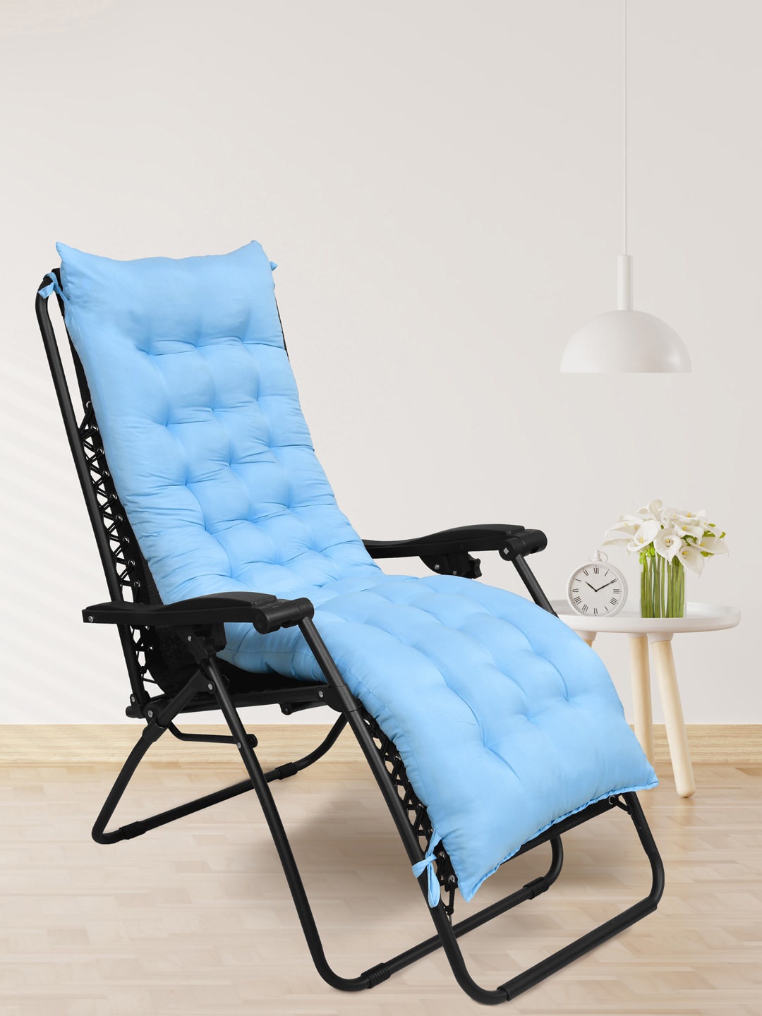 

RAASO Sky Blue Cotton Long Chair Pad Cushion