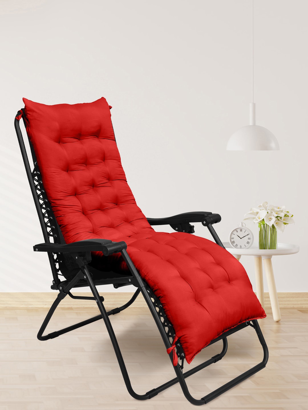 

RAASO Red Cotton Long Chair Pad Cushion