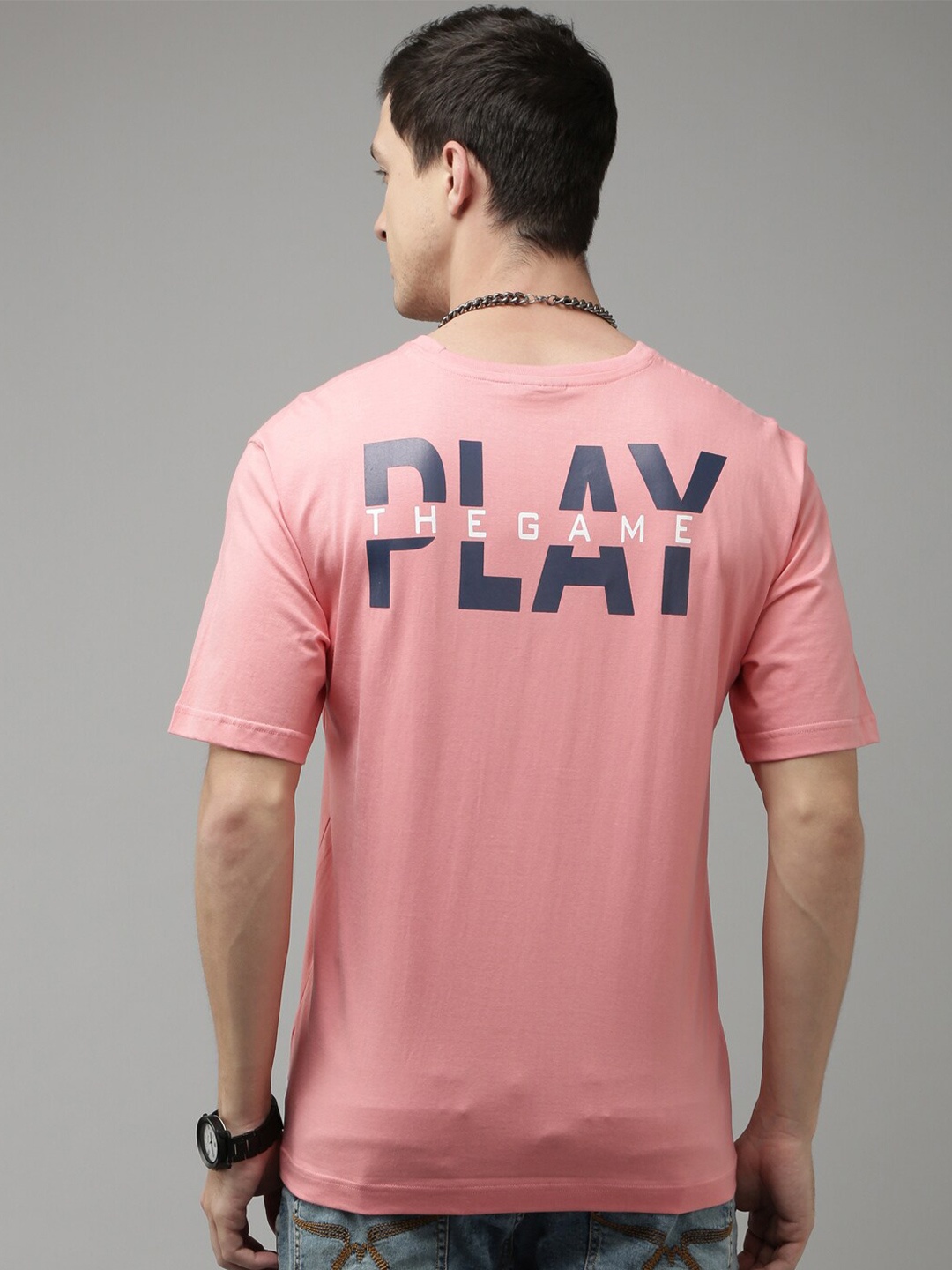 

Kryptic Typography Printed Oversized Pure Cotton T-shirt, Pink