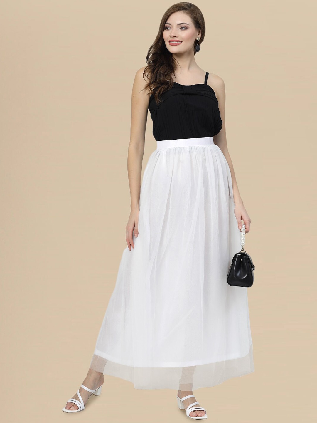 

DressBerry Maxi Length A-Line Skirt, White