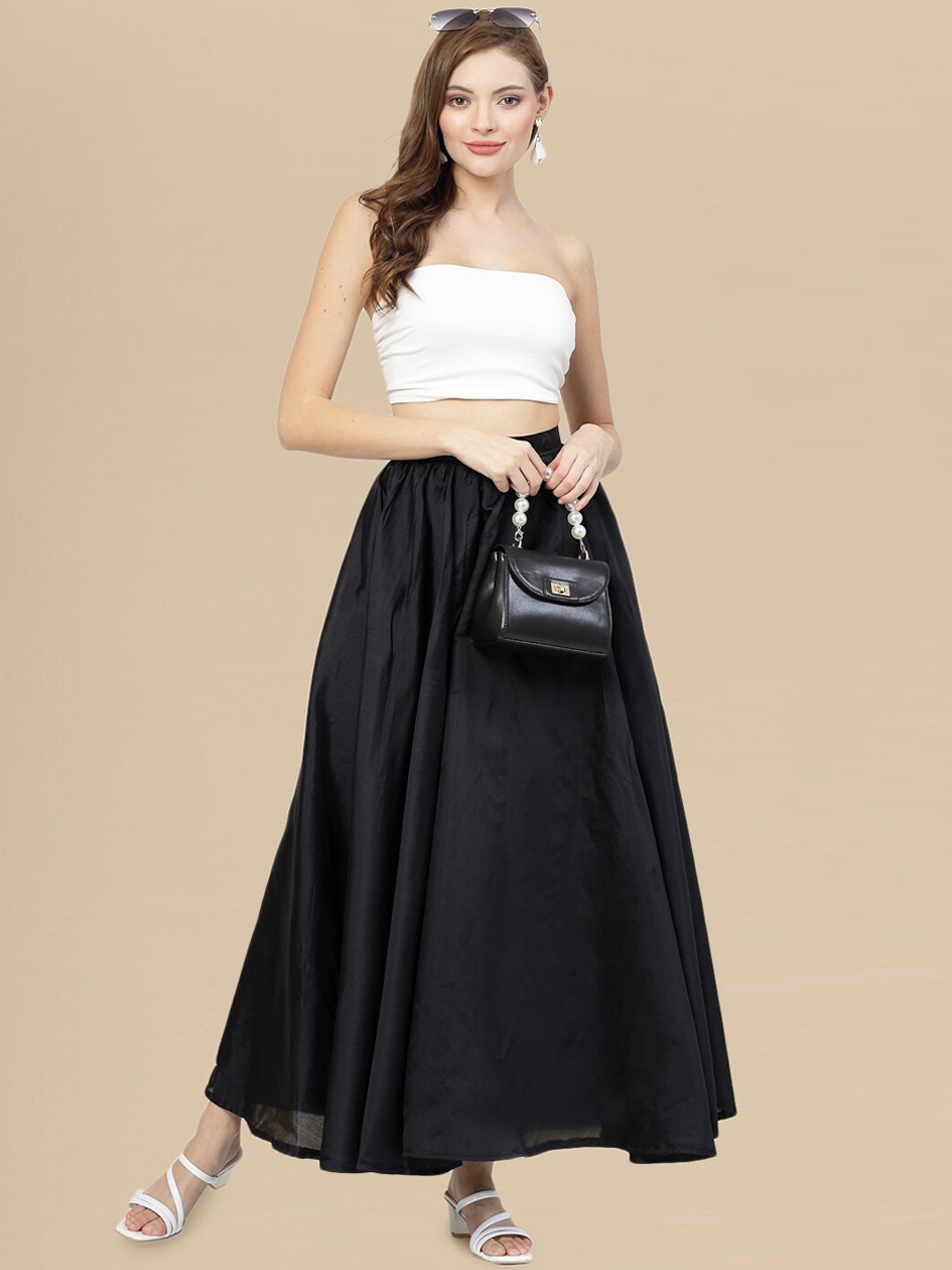 

DressBerry Black Maxi Length Flared Skirt