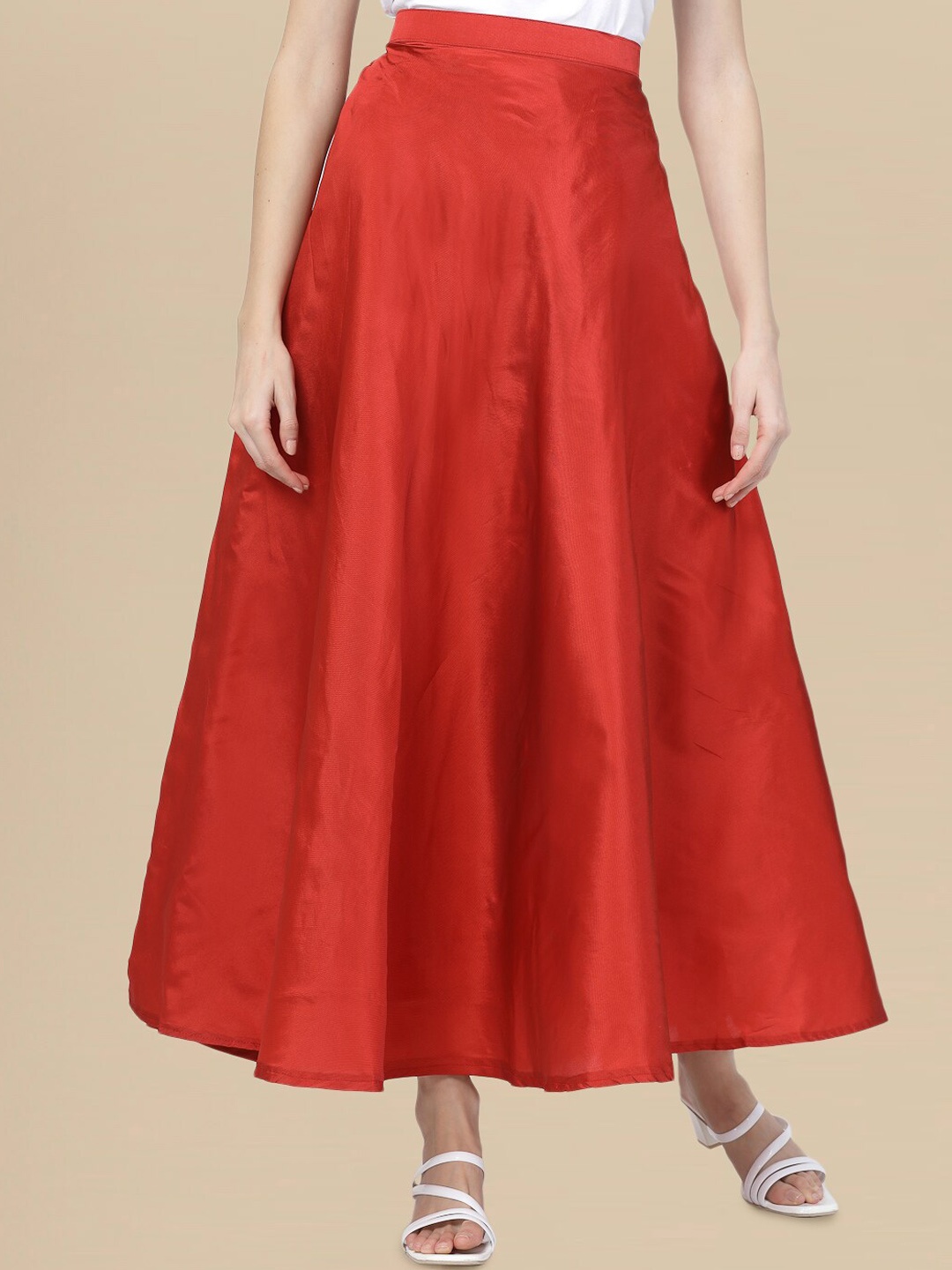 

DressBerry Midi Length Flared Skirt, Red