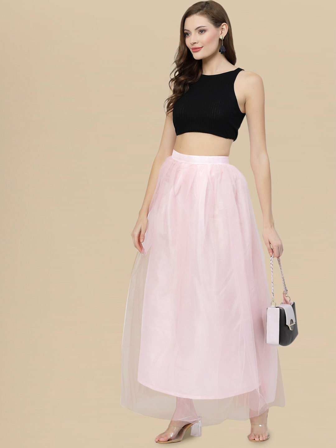 

DressBerry Gathered A-Line Maxi Length Skirts, Pink