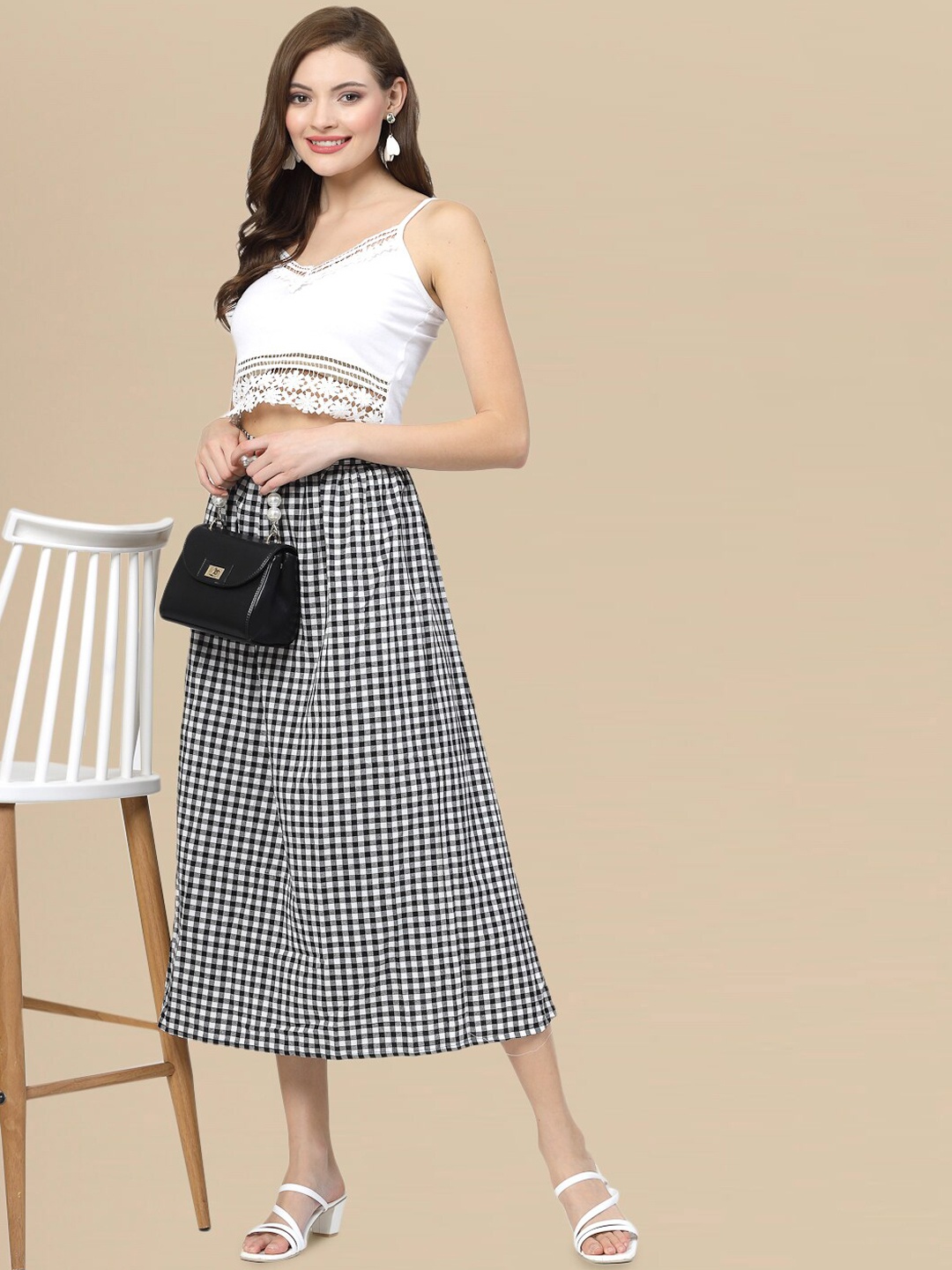 

DressBerry Midi Length A-Line Skirt, Black