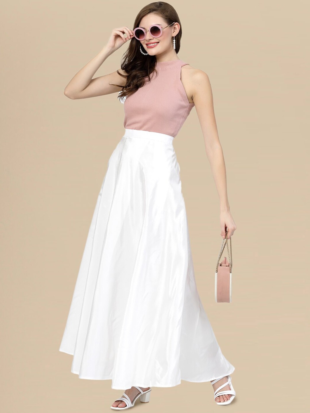 

DressBerry Maxi A-Line Skirt, White