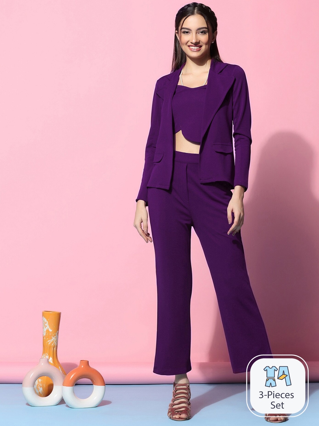 

SIDYAL Coat With Trousers Co-Ords, Purple