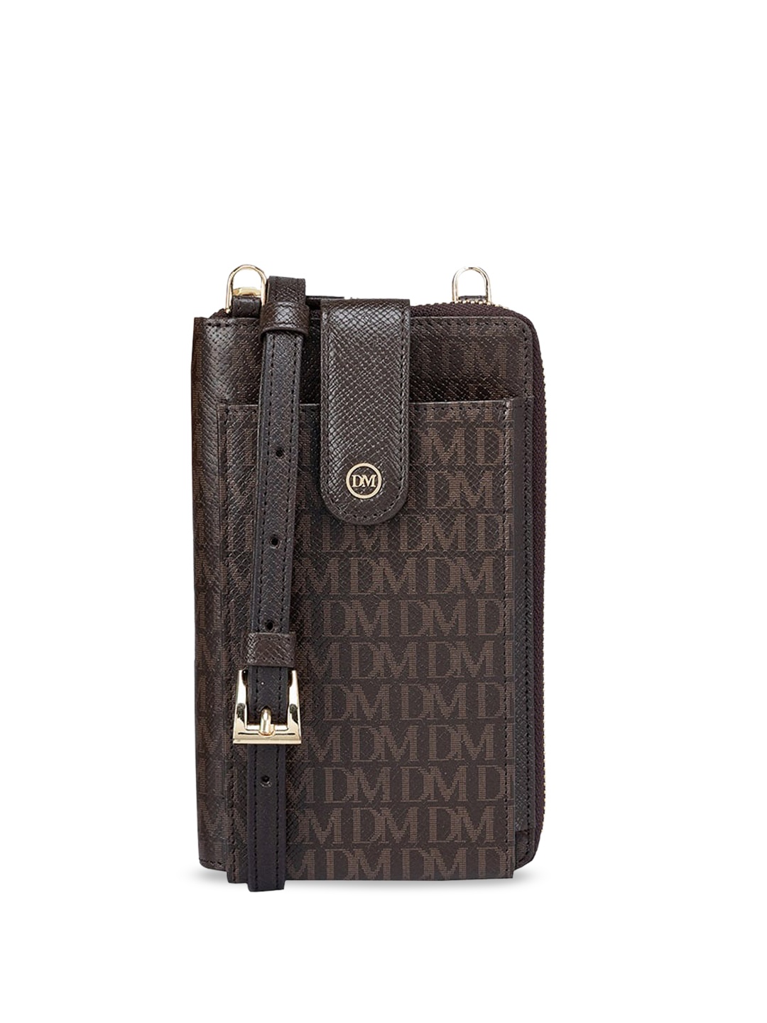 

Da Milano Men Typography Printed Leather Zip Around Wallet, Brown