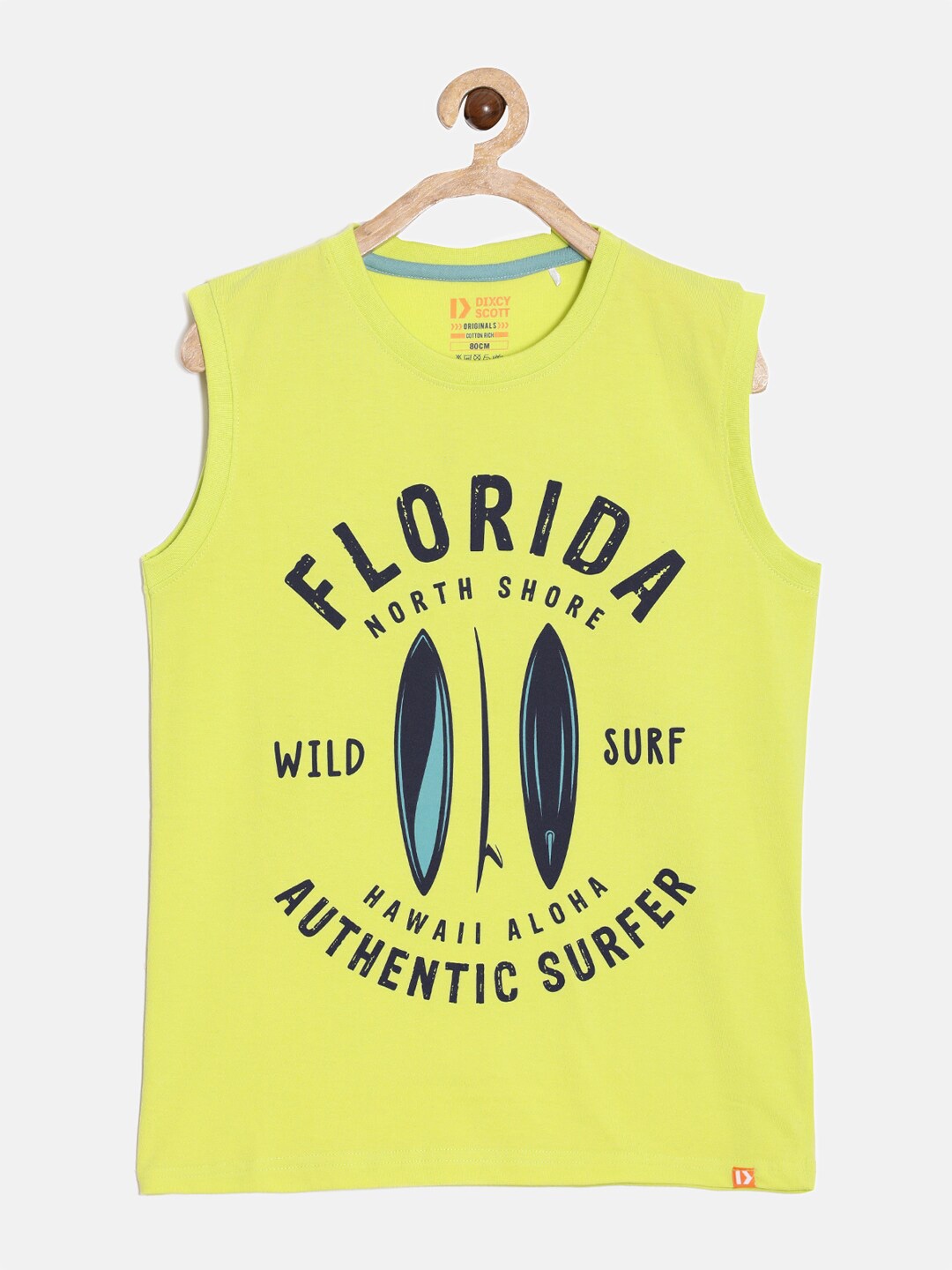 DIXCY SCOTT Boys Typography Printed Cotton Slim Fit T-shirt, Yellow