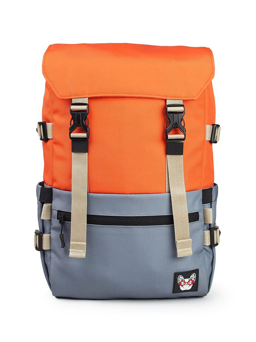 

MADBRAG Unisex Colourblocked Non-Padded Travel Backpack With Compression Straps, Orange