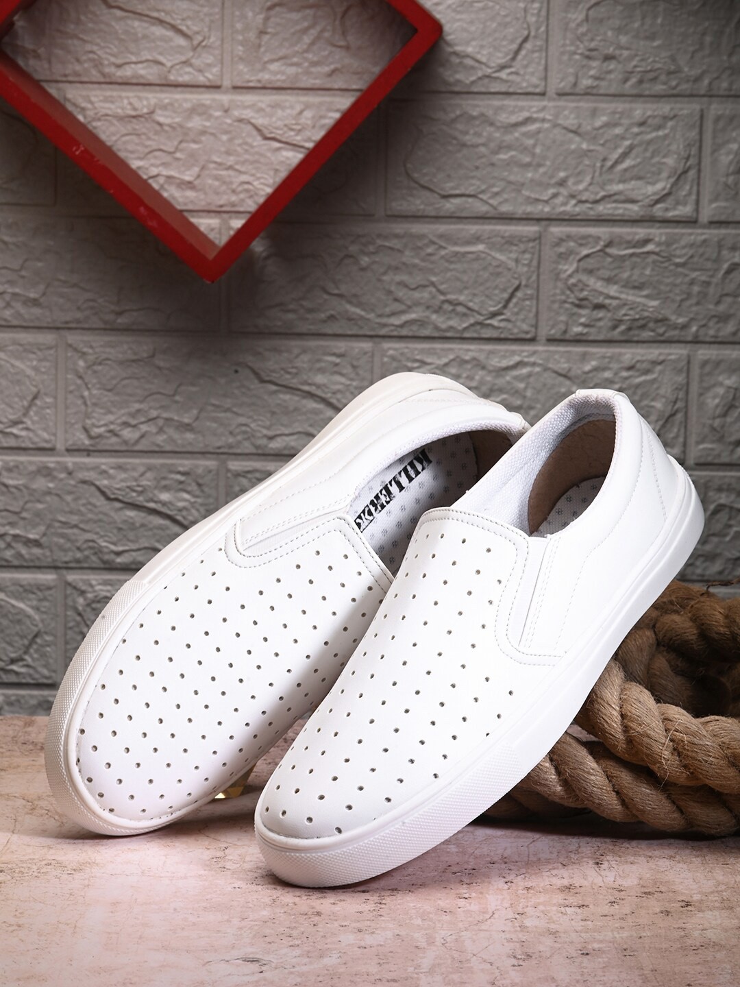 

Killer Men Perforated Lightweight Slip-On Sneakers, White