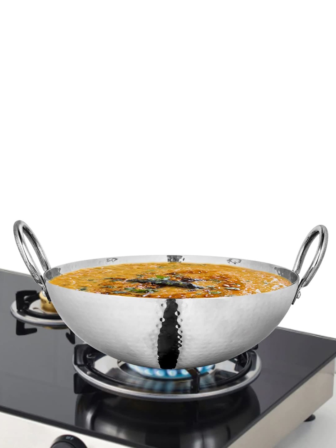 

Shri & Sam Triply Deep Pro Hammered Stainless Steel Kadhai - 2.8 L, Silver