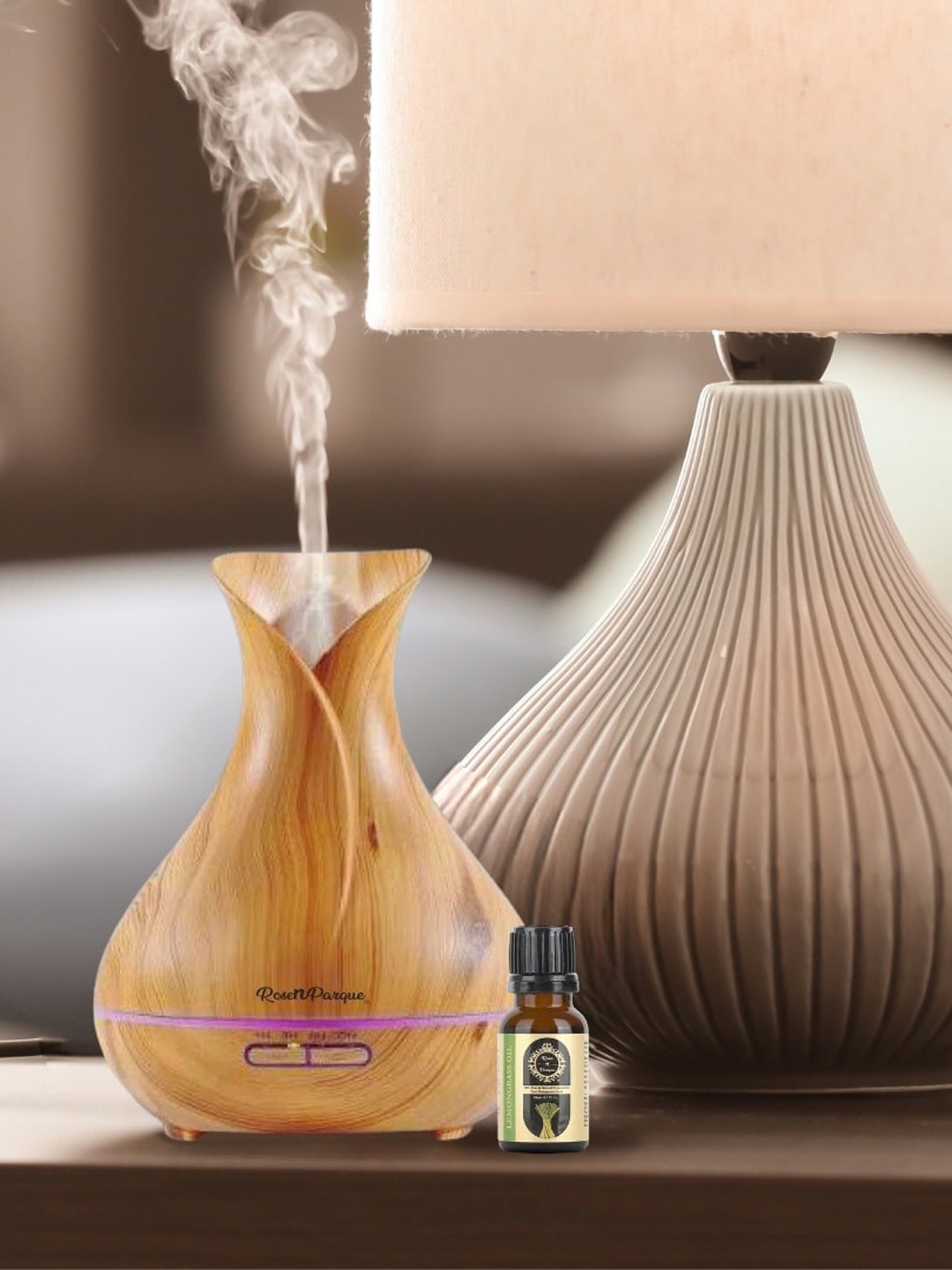 

ROSENPARQUE Beige Electric Remote Control Diffuser With Sandalwood Essential Oil - 10 ML