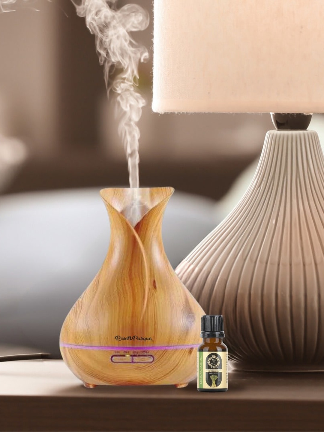 

ROSENPARQUE Beige Wooden Remote Control Diffuser With Orange Essential Oil - 10 ML