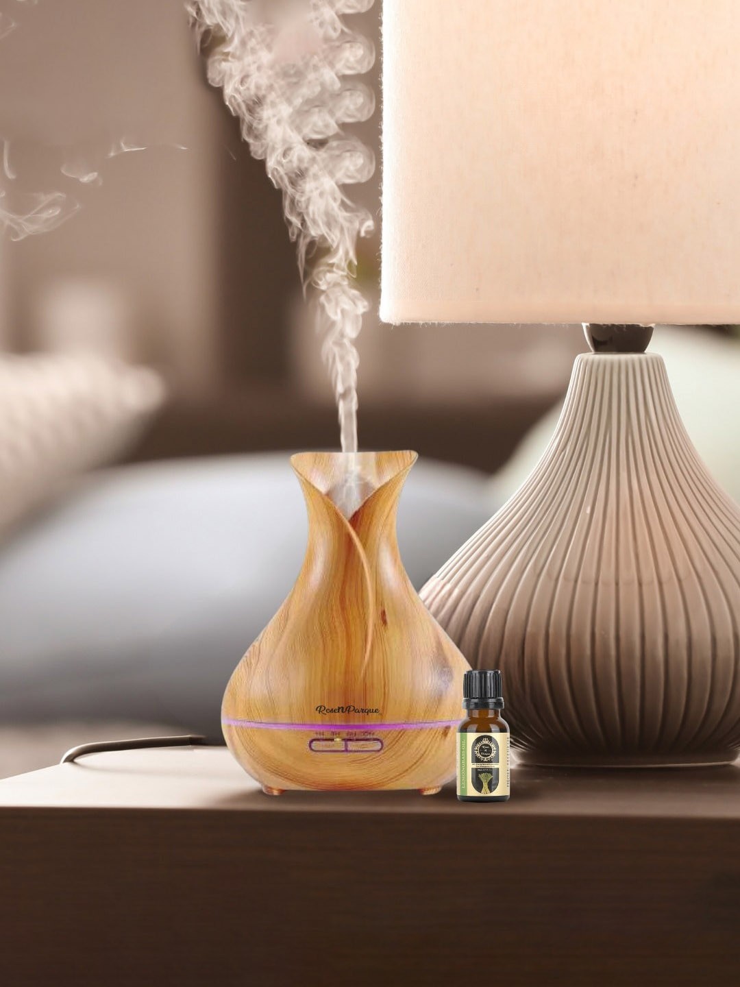 

ROSENPARQUE Beige Wooden Remote Control Diffuser With Lemon Essential Oil - 10 ML